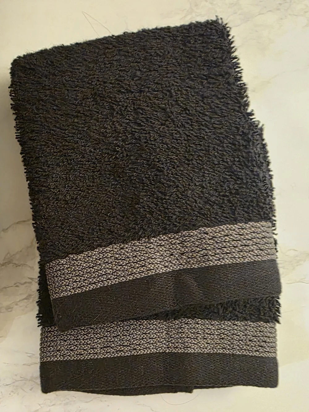 Expressions Black Bath Towel Set with Silver Stripe Accents